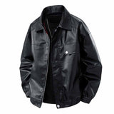 American Street PU Leather Loose Motorcycle Jacket 01 | Gthic.com