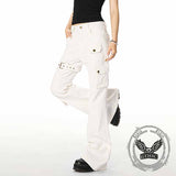 American Style Multi-Pocket Slim Fit Flared Overalls 02 | Gthic.com