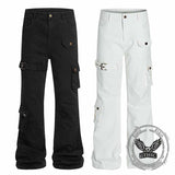 American Style Multi-Pocket Slim Fit Flared Overalls