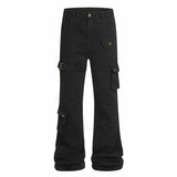 American Style Multi-Pocket Slim Fit Flared Overalls