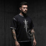 American Vintage-Style Skeletal Spine Print T-shirt | Gthic.com