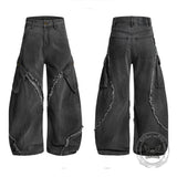 American Vintage Distressed Raw-Edge Scimitar Jeans