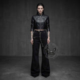 American Y2K Zipper Design Vintage Flared Jeans | Gthic.com