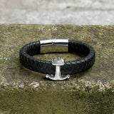 Anchor Stainless Steel Leather Bracelet | Gthic.com