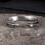 Angel Feather Gem Stainless Steel Open Bracelet | Gthic.com