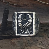 Angel Wings Sword Cross Sterling Silver Ring | Gthic.com