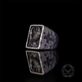 Angel Wings Sword Cross Sterling Silver Ring