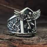 Archangel Michael Demon Slayer Sterling Silver Knight Ring