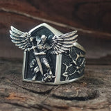 Archangel Michael Demon Slayer Sterling Silver Knight Ring | Gthic.com