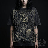 Archangel Warrior Fallen Soldier Vintage Washed T-Shirt | Gthic.com