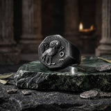 Athena Owl Stainless Steel Vintage Signet Ring