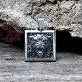 Bamboo Tiger Stainless Steel Square Pendant | Gthic.com