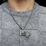 Bamboo Tiger Stainless Steel Square Pendant | Gthic.com