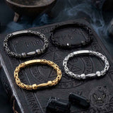Barbell Dumbbell Byzantine Stainless Steel Bracelet | Gthic.com