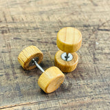 Pendientes Barbell de Madera Natural