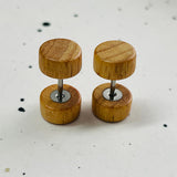 Pendientes Barbell de Madera Natural