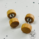Pendientes Barbell de Madera Natural