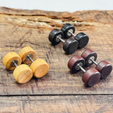 Pendientes Barbell de Madera Natural