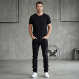 Biker Solid Color Slim Fit Stretch Denim Jeans | Gthic.com