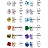 Birthstone Zirconia Stainless Steel Stud Earrings | Gthic.com