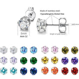 Birthstone Zirconia Stainless Steel Stud Earrings | Gthic.com