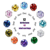 Birthstone Zirconia Stainless Steel Stud Earrings | Gthic.com