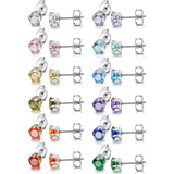Birthstone Zirconia Stainless Steel Stud Earrings