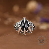 Black Agate Dragon Claw Sterling Silver Open Ring | Gthic.com