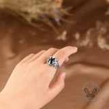 Black Agate Dragon Claw Sterling Silver Open Ring