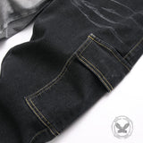 Black And Grey Color-Block Slim Straight-Leg Jeans
