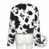 Black And White Polka Dot Plush Loose Cardigan Coat | Gthic.com