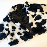 Black And White Polka Dot Plush Loose Cardigan Coat
