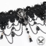 Black Chain Design Broad Lace Gothic Choker | Gthic.com