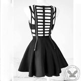 Black Cutout Crossover A-line Mini Dress | Gthic.com