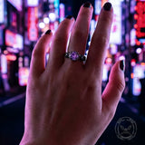 Black Diamond-Set Brass Engagement Ring | Gthic.com