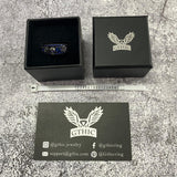 Black Flower Skull Inlaid Zircon Brass Ring