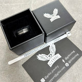 Black Grooved Zircon-set Titanium Wedding Ring