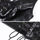 Black Halter Lace-up Cut-out Crop Top