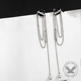 Black Heart-shaped Zircon Tassel Alloy Earrings | Gthic.com