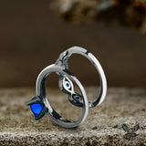 Black Inlaid Blue Zircon Stacking Ring