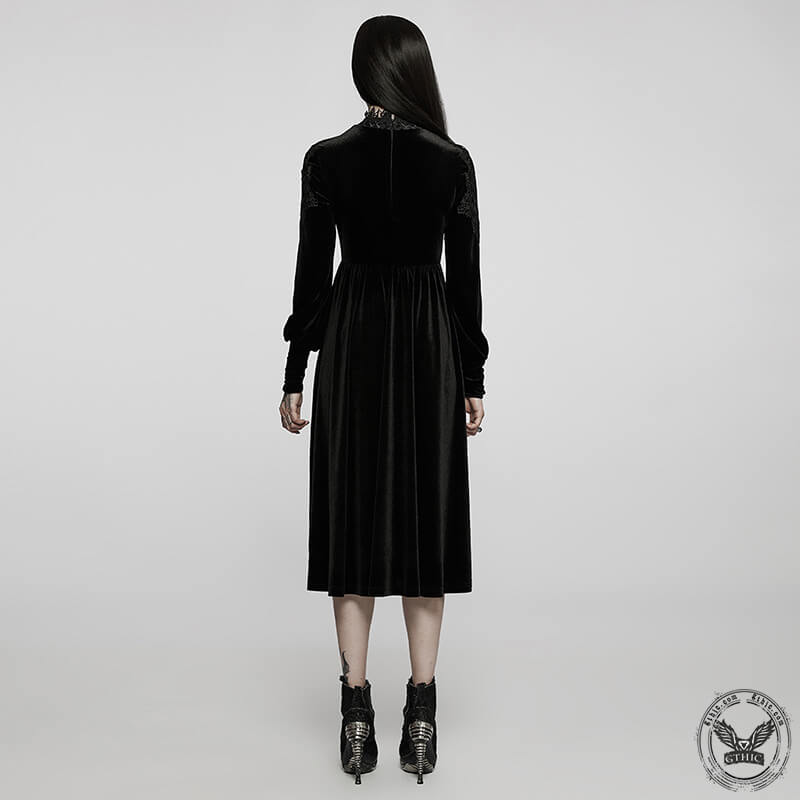 black velvet and lace goth dress Women Gothic Dress,Flare Sleeve Vintage Dresses Clothes X-Small: Clothing, Shoes & Jewelry alternative fashion Black Lace Embroidery Chest Lace-Up