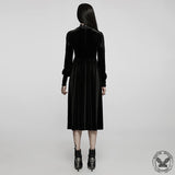 Black Lace Appliques Velvet Gothic Dress