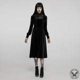 Black Lace Appliques Velvet Gothic Dress
