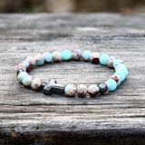 Black Magnet Cross Natural Stone Beaded Bracelet | Gthic.com