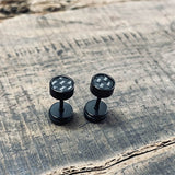 Black Minimalist Geometric Stainless Steel Stud Earrings | Gthic.com