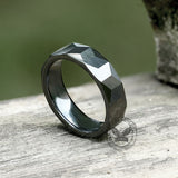 Black Polished Faceted Ceramic Band Ring | Gthic.com