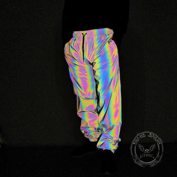 Black Reflective Colorful Joggers | Gthic.com