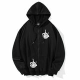 Black Skeleton Hand Casual Hoodie Coat | Gthic.com