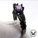 Black Skull Zircon Inlaid Brass Ring