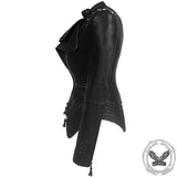 Black Slim Fit Studded Leather Moto Jacket | Gthic.com